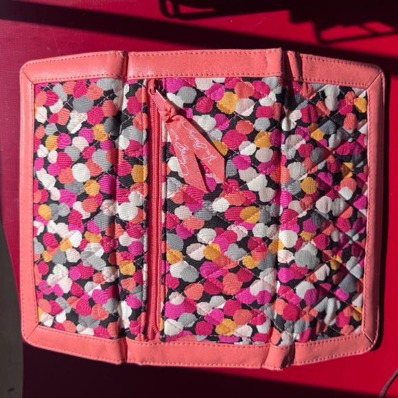 NWoT Vera Bradley Trifold Wallet, Pixie Confetti with Coral/Pink Trim - Picture 7 of 7
